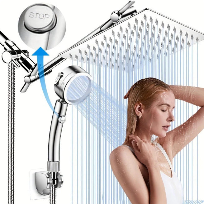 3‑Function Black Handheld Shower Head