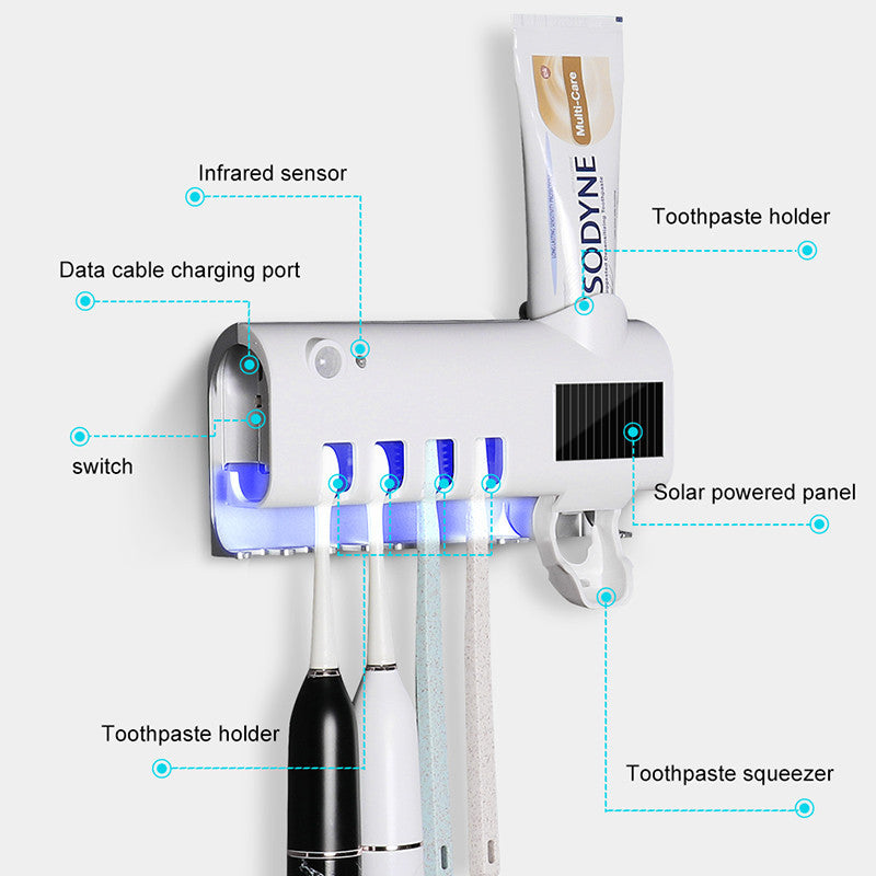 Smart UV Toothbrush Sterilizer with Automatic Toothpaste Dispenser - KAISON'S CORNER
