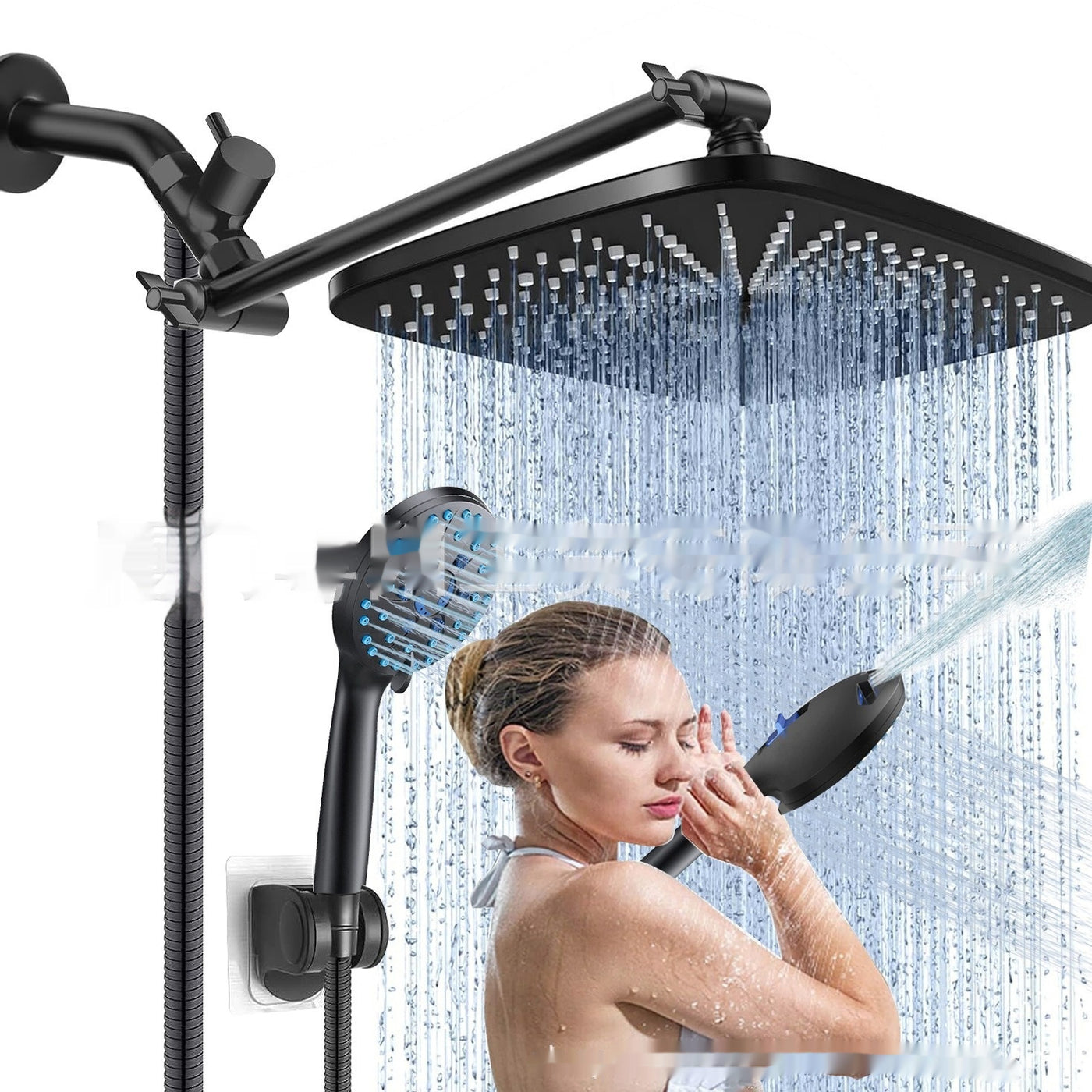 3‑Function Black Handheld Shower Head