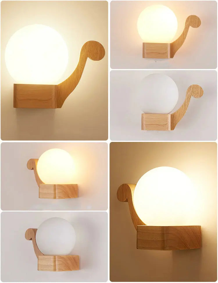 Nordic Wood & Glass LED Wall Light