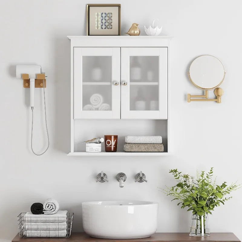Wall-Mounted Glass-Door Bathroom Cabinet