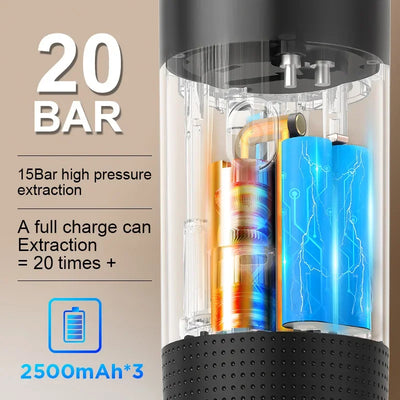 Wireless 3‑in‑1 Portable Espresso Coffee Maker