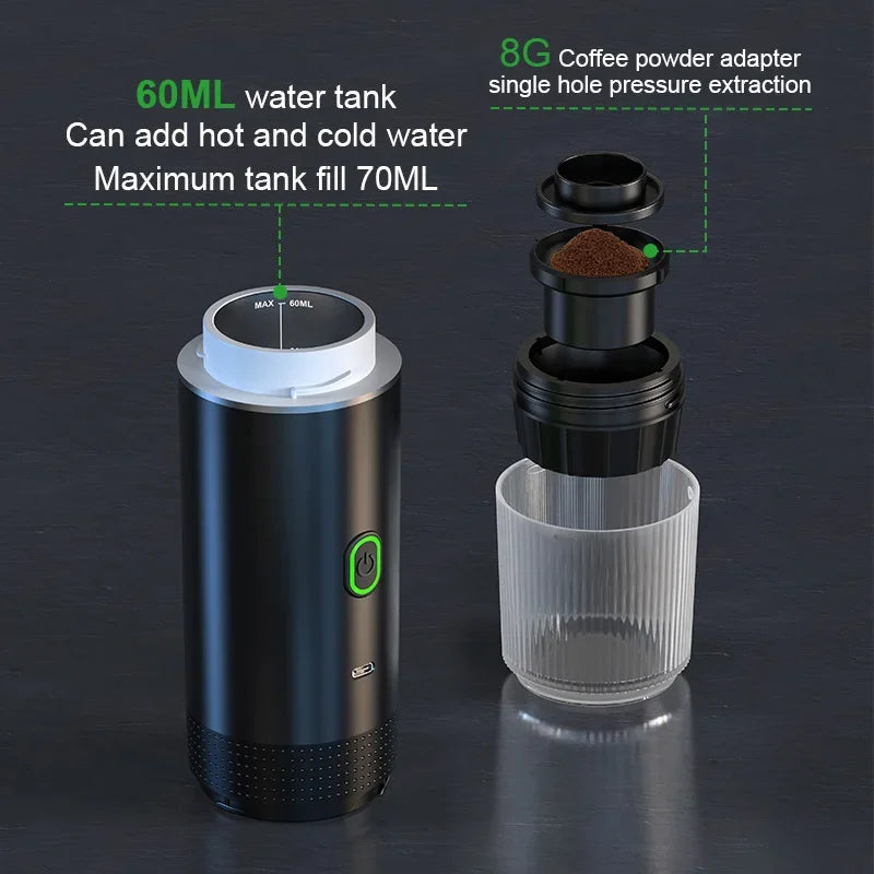 Wireless 3‑in‑1 Portable Espresso Coffee Maker