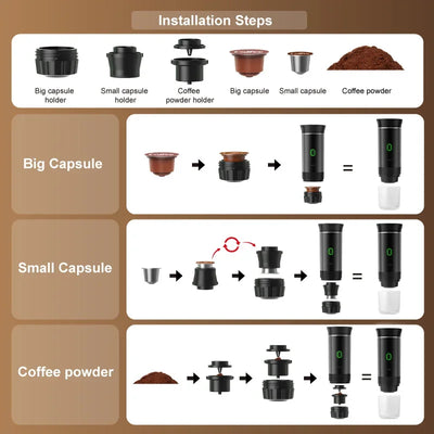 Wireless 3‑in‑1 Portable Espresso Coffee Maker