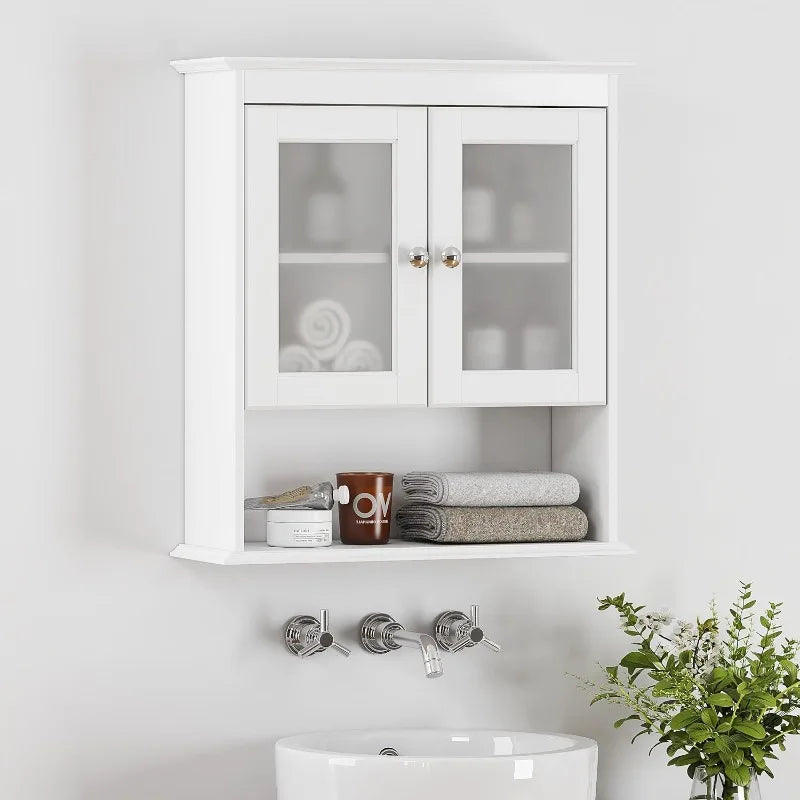 Wall-Mounted Glass-Door Bathroom Cabinet