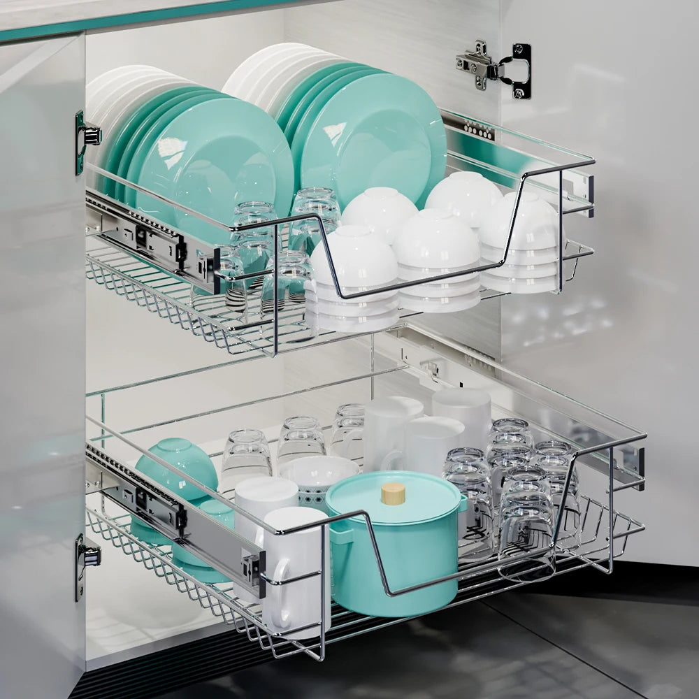 Metal Sliding Pull-Out Basket Organizer