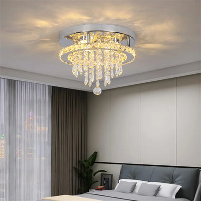 Crystal Chrome LED Flush-Mount Chandelier