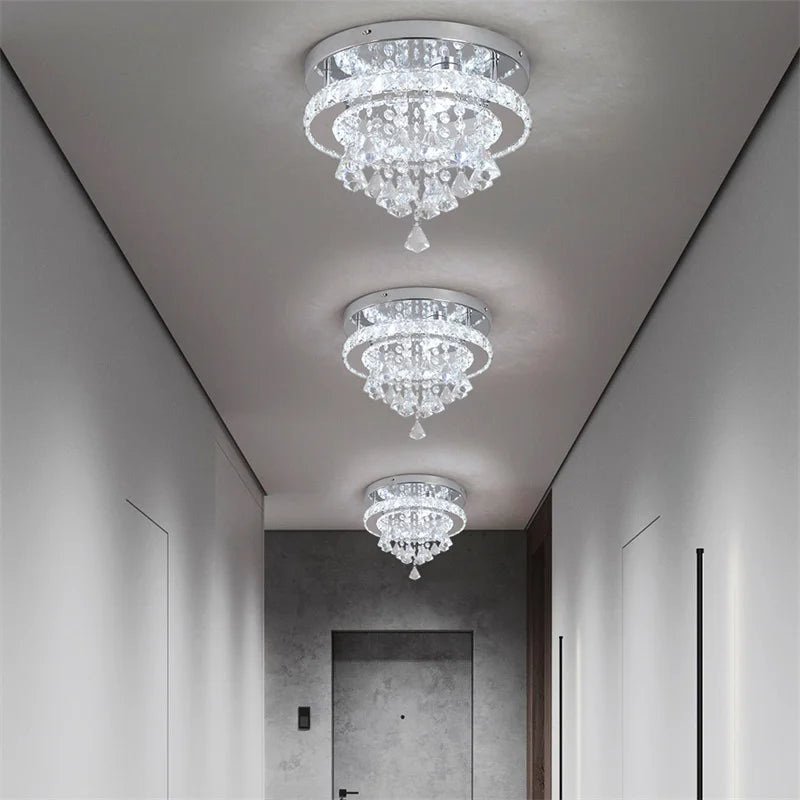 Crystal Chrome LED Flush-Mount Chandelier