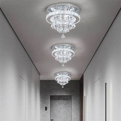Crystal Chrome LED Flush-Mount Chandelier