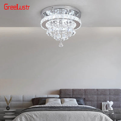 Crystal Chrome LED Flush-Mount Chandelier
