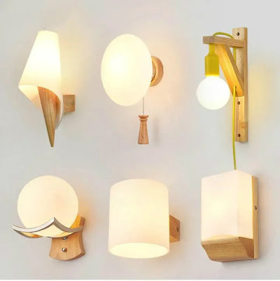 Nordic Wood & Glass LED Wall Light