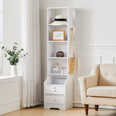 Haodirect 5-Tier White Corner Bookshelf