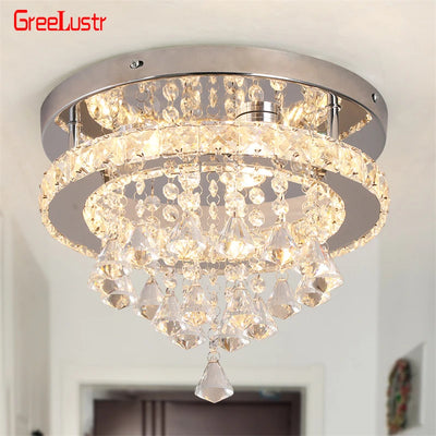 Crystal Chrome LED Flush-Mount Chandelier