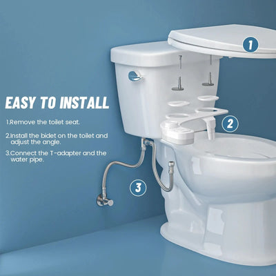 Self‑Cleaning Dual Nozzle Toilet Attachment