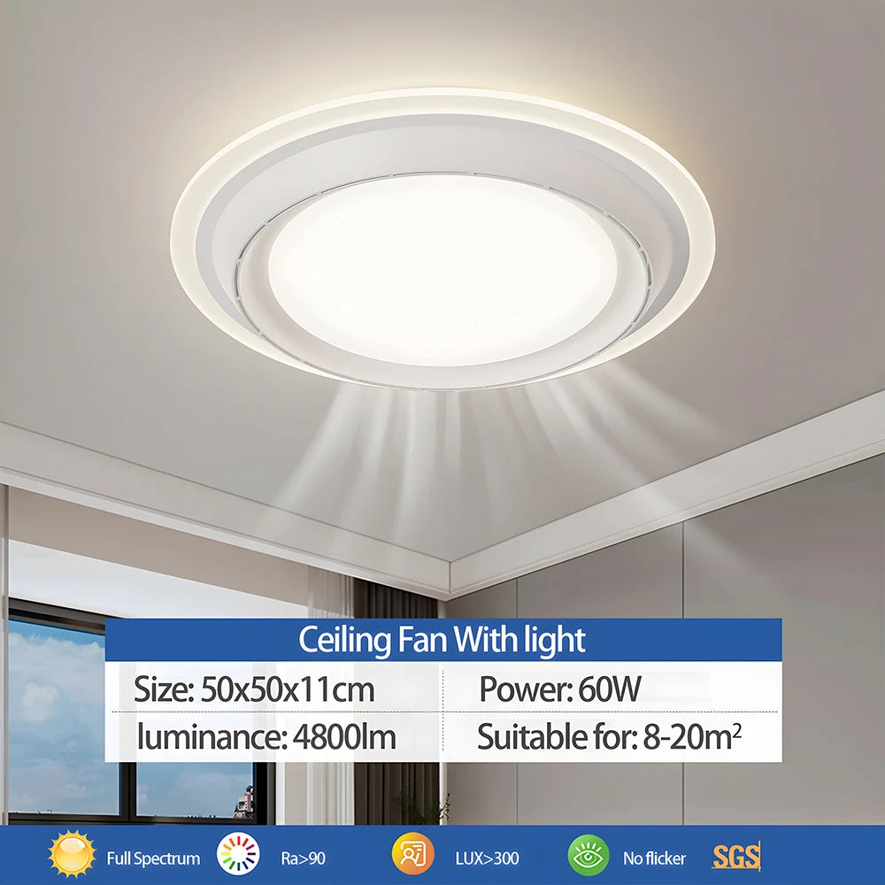 Remote-Controlled 6-Speed LED Fan for Bedroom