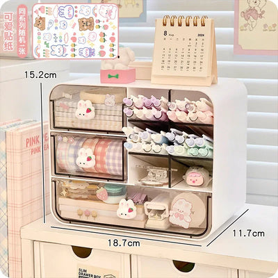 Multifunctional 3‑Layer PET Desktop Storage Box