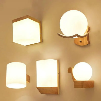 Nordic Wood & Glass LED Wall Light