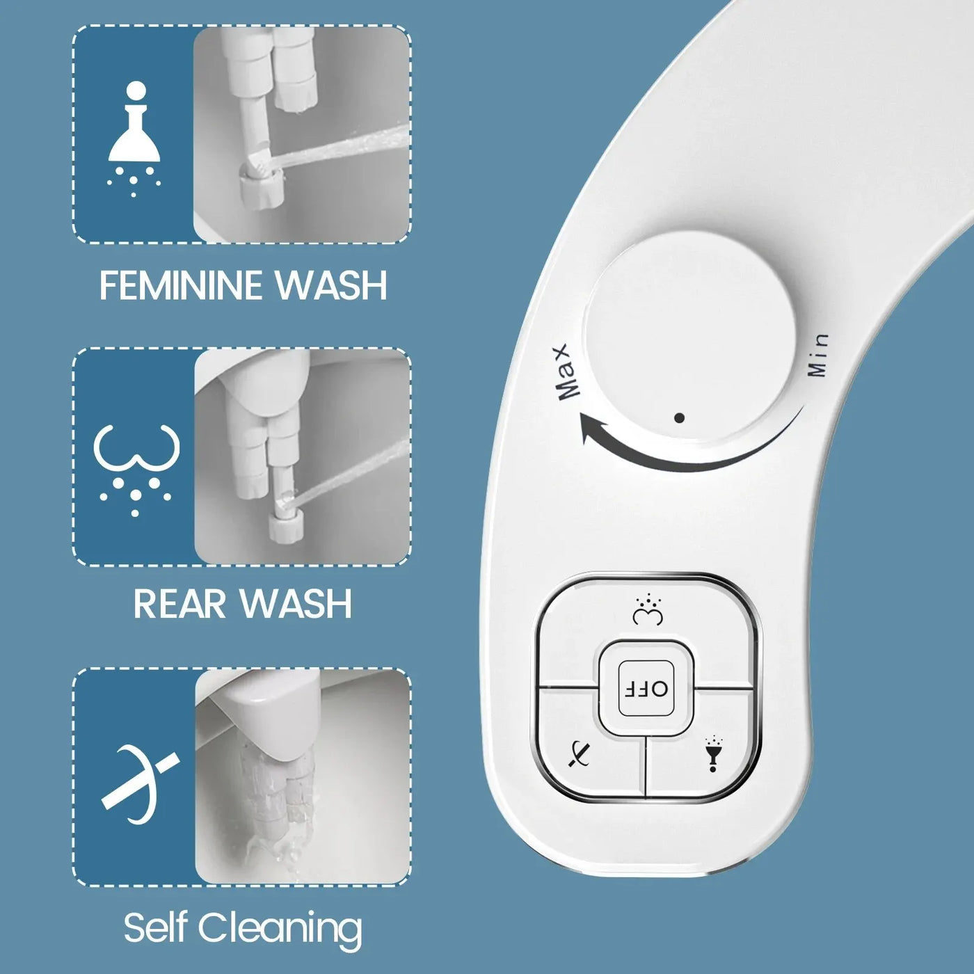 Self‑Cleaning Dual Nozzle Toilet Attachment