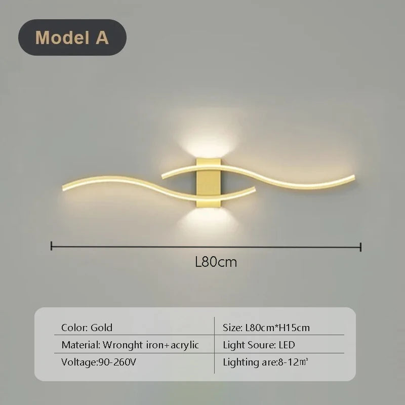 Modern Double-Curve LED Wall Lamp