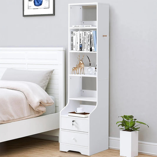 Haodirect 5-Tier White Corner Bookshelf