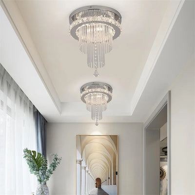 Crystal Chrome LED Flush-Mount Chandelier