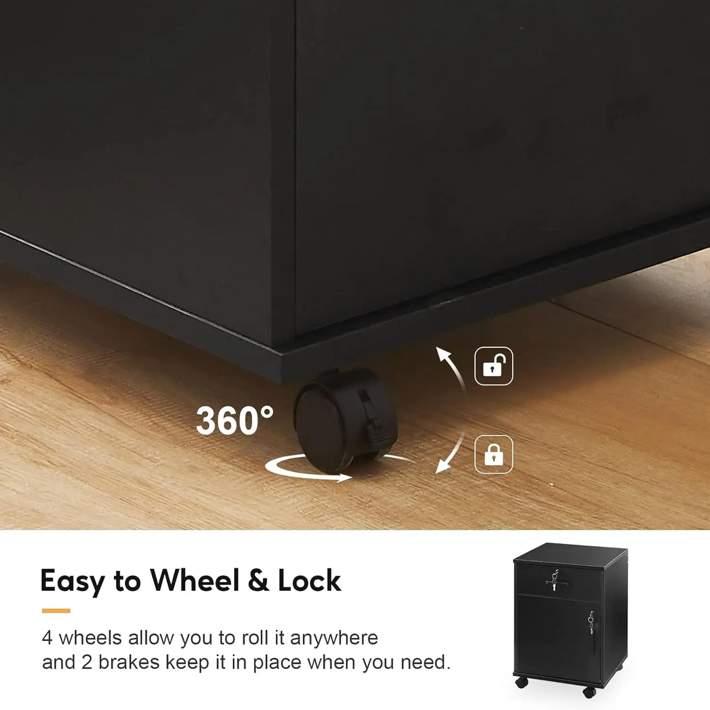 Mobile File Cabinet with Lockable Drawer & Door