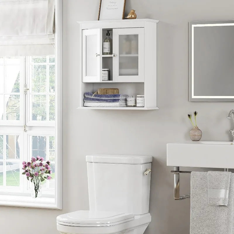 Wall-Mounted Glass-Door Bathroom Cabinet