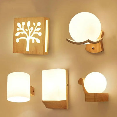 Nordic Wood & Glass LED Wall Light