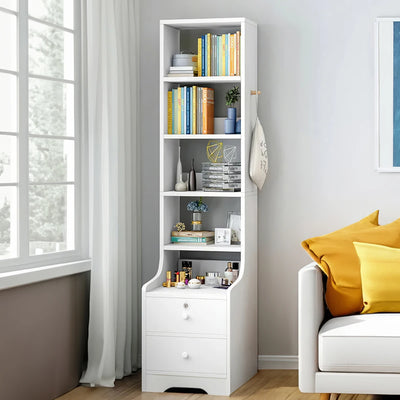 Haodirect 5-Tier White Corner Bookshelf