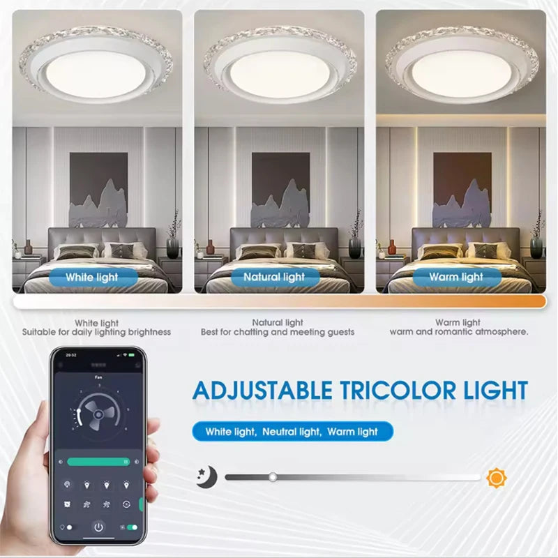 Remote-Controlled 6-Speed LED Fan for Bedroom